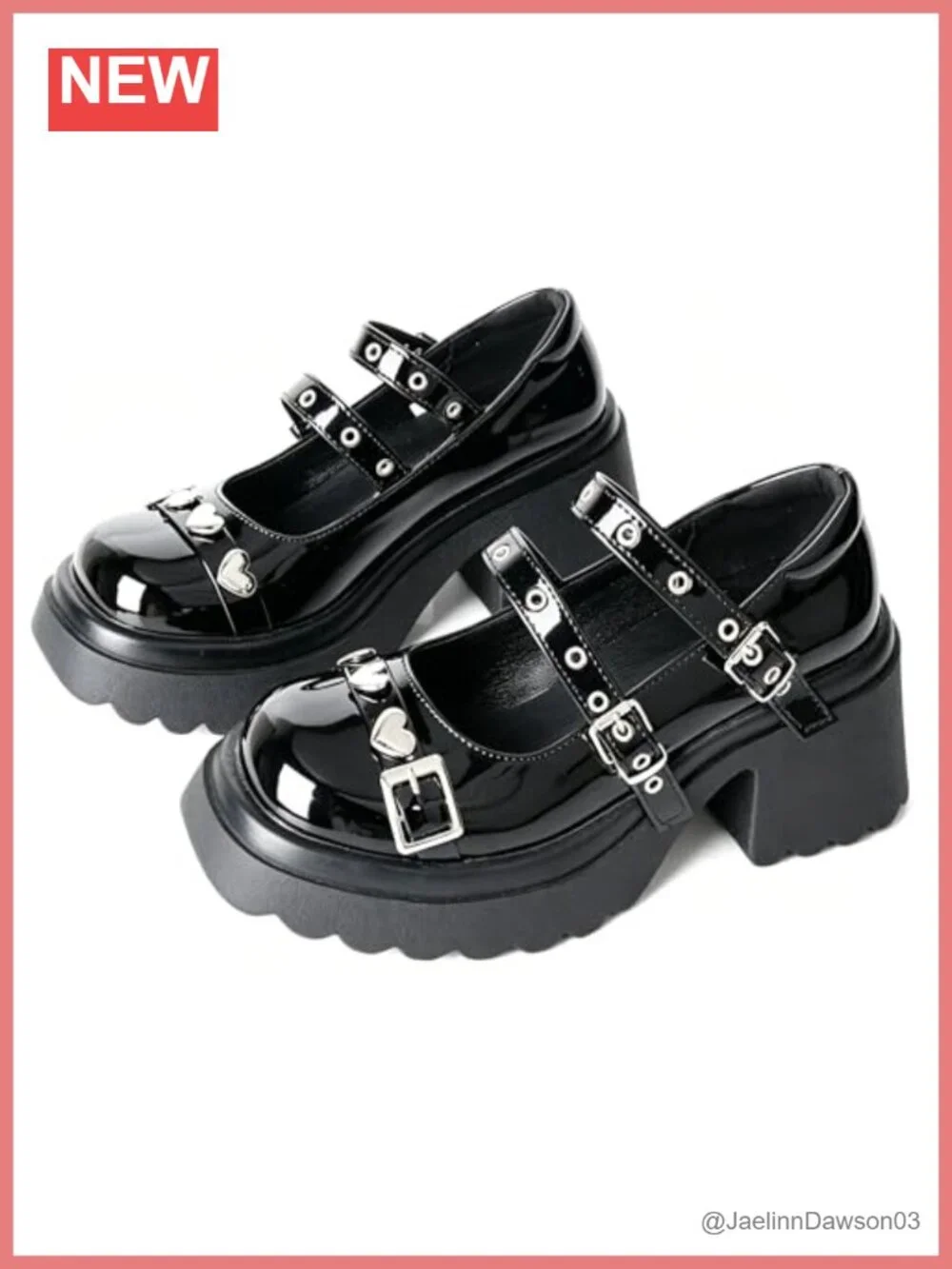Goth Chunky Platform Mary Janes with Buckle Strap for Women - Non-Slip Rubber